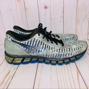 Asics Gel Quantum 360 Athletic Running Shoes Grey Blue *HAS RIPS* Mens 9.5
